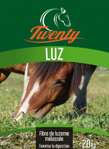 Aliment fibreux mélassé complémentaire pour chevaux et poneys Twenty Luz - Sac de 20 kg