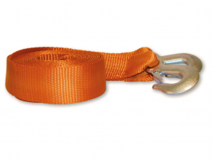 Sangle de traction polyester avec 2 crochets à œil - 5 m x 50 mm - Orange
