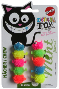 Jouet mini chenilles - Dental Toy - En caoutchouc - Arôme menthe - x 2