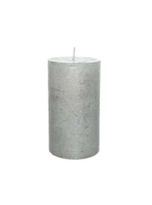 Bougie pilier - Kaemingk - Ø 6,8 x 12 cm - Gris métal