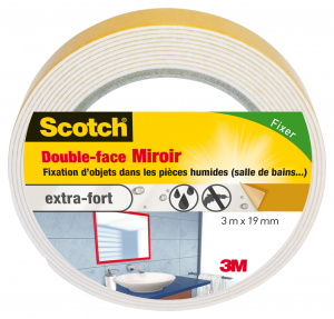 Double face miroirs - 3M - Blanc - 3 m x 19 mm