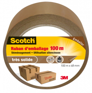 Ruban d'emballage Scotch - 3M - Marron - 100 m x 48 mm