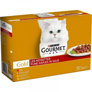GOURMET GOLD Les Noisettes - 12 x 85 g - Boîtes pour chat adulte