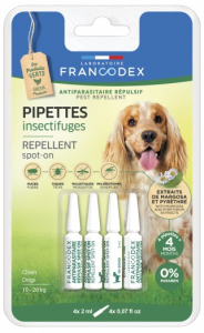 Pipettes insectifuges pour chiens de 10 kg à 20 kg - Francodex