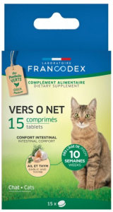 Vers O Net, comprimés - Francodex - Pour chats - Boite de 15 comprimés