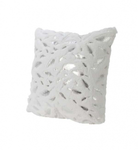 Coussin polyéthylène à plumes - Kaemingk - Blanc/argent - 45 x 45 cm