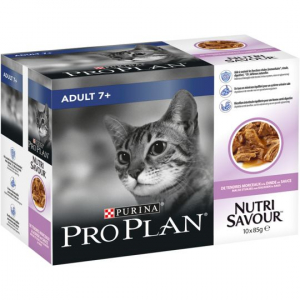 NutriSavour 7+ - Pro Plan - Pour chats séniors +7ans - A la dinde en sauce - 10sachets de 85g