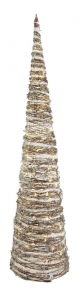 Sapin cône en rotin à leds - Effet enneigé - 120 cm