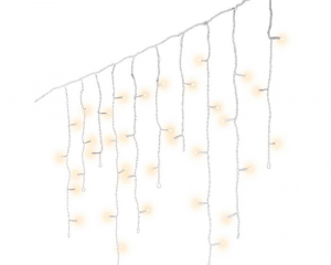 Guirlande stalactites scintillantes - Bl anc/blanc chaud - 7,50 m - Câble blanc- 175 LEDS