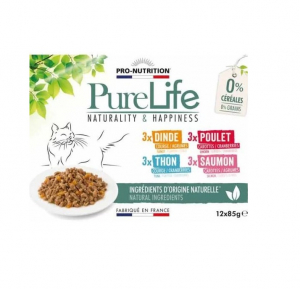 Pâtée pour chat -  Multi variétés - Pure Life - 12 X 85 g