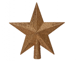 Cimier de sapin étoile - Cuivré paillettes - 19 cm
