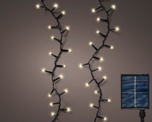 Guirlande lumineuse solaire - Blanc chaud - 16 m - extérieur - câble noir