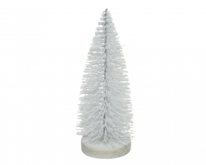 Sapin brush - Blanc et paillettes - 30 cm