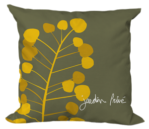 Coussin décoratif graine d'or - Np création - Vert et jaune - 40 x 40 cm 