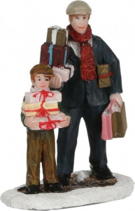 Père et fils avec des cadeaux - Hauteur7 cm - Luville