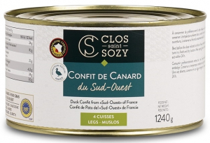 Confit de canard du Sud-Ouest - Clos Saint-Sozy - 4 cuisses - 1240 gr