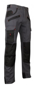 Pantalon de travail Argile avec poches genouillères - Gris et noir - Taille 42
