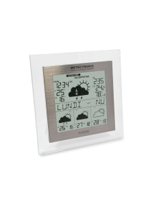 Station météo j+3 - Heure/date - température intérieure /extérieure -  texte défilant - alerte de vigilance météo.