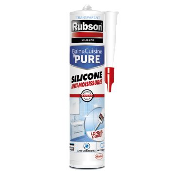 Mastic - Silicone anti moisissures - Rubson - Bain et cuisine pure - Transparent - 280 ml