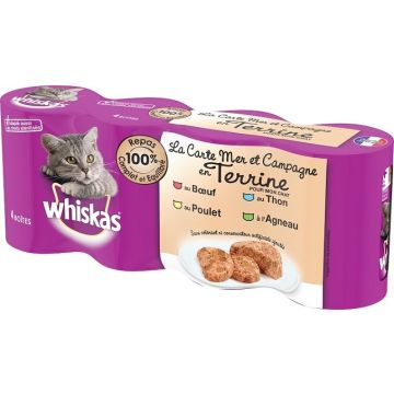 Boîtes en terrine pour chats - Whiskas - 4 variétés - 4x400 gr