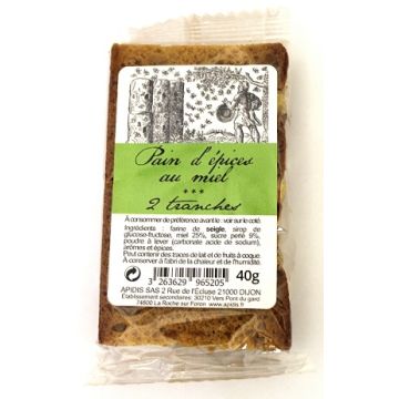Pain d'épices au miel - 2 tranches - Apidis - 40 gr