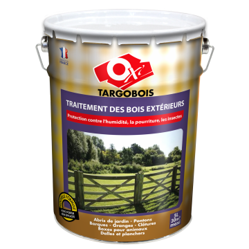 Traitement du bois extérieur - Oxi - Targobois - Pot de 5 L - Teinte brun foncé