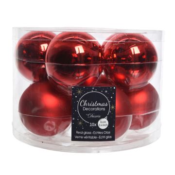 Lot de 10 boules - Rouge - Verre