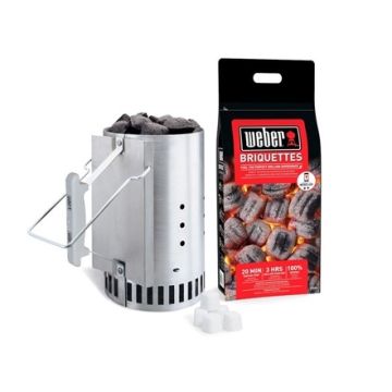Cheminée d'allumage + 2kg de briquettes+ allumes feu - Weber 