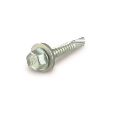 Vis tôle autoforeuse - Tête hexagonale - En acier zingué + rondelle - 4.8 x 25 mm - Blister de 25 pièces