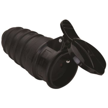 Fiche femelle dio043078 - Voltman - 2 P+T - En caoutchouc avec éclipse - Noir