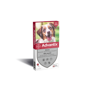 Traitement antiparasitaire chiens moyens - Advantix - 10 à 25 kg