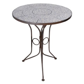 Table en céramique patiné - Esschert Design - Bleu/Blanc