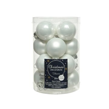 Lot de 16 boules mats et brillantes - Blanc - Verre