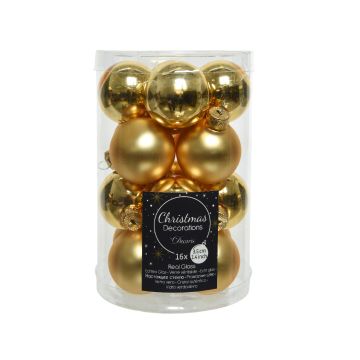 Lot de 16 boules mats et brillantes - Or - Verre