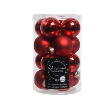 Lot de 16 boules mats et brillantes - Rouge - Verre