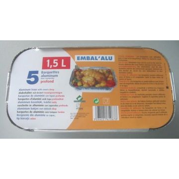Barquettes aluminium - Embal'Alu - 1.5 L - x 5