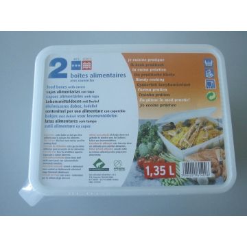 Boites alimentaires avec couvercles - 1.35 L - x 2