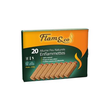 Allume-feu Enflammettes naturelles - Flam&Co - Boîte de 20 