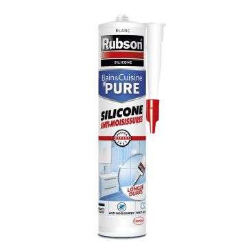 Mastic - Rubson - Bain et cuisine pure - Silicone blanc - Anti moisissures - 280 ml