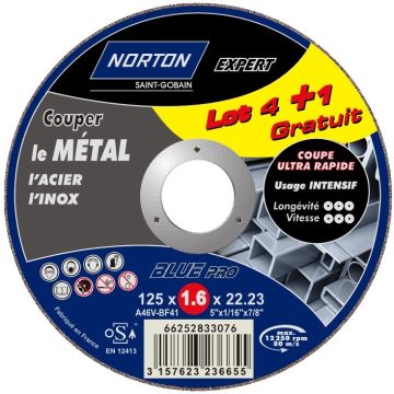 Meules de tronçonnage pour métal NORTON EXPERT - Ø 125 x 1.6 x 22.23 mm