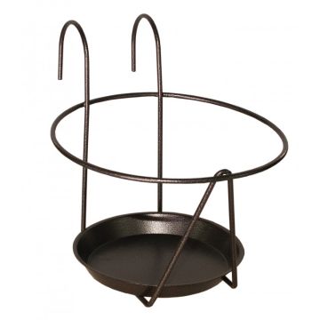 Porte pot avec soucoupe à accrocher - Louis Moulin - Ø 16/18 cm - Gris