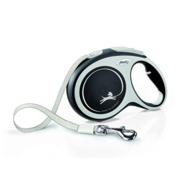 Laisse sangle à enrouleur FLEXI NewComfort - longueur 8m - pour chiens jusqu'à 60Kg - Noir