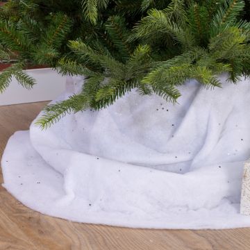 Tapis effet neige étoiles argentées - Ø100 cm