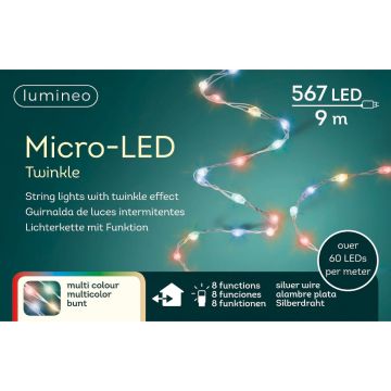 Guirlande microled extra brillante - Multicolore - 9 m - extérieur - câble argent
