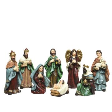 Lot de 8 santons de crèche - 9 cm