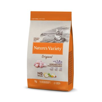 ALIMENTATION NATURELLE POUR CHATS STÉRIL ISÉS - NATURE'S VARIETY ORIGINAL -  SANS  CÉRÉALES DINDE 7KG