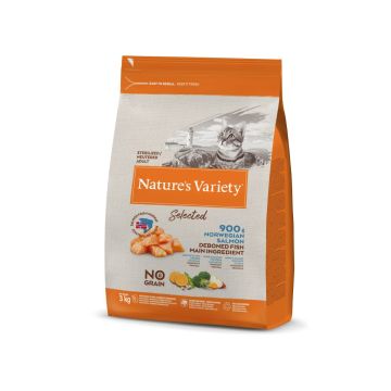 Aliment sans céréales pour chat stérilisé Nature's Variety Au saumon 3 kg