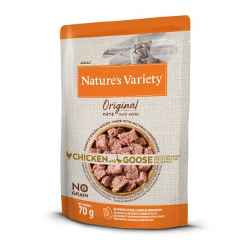 PÂTÉ NATUREL HUMIDE CHAT - NATURE'S VARI ETY ORIGINAL - NO GRAIN POULET OIE 70G