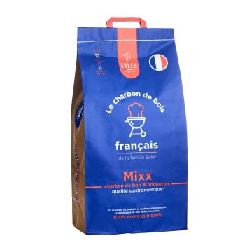 Mixx de charbon de bois et de briquettes- Fabriqué en france - Soler - 8kg
