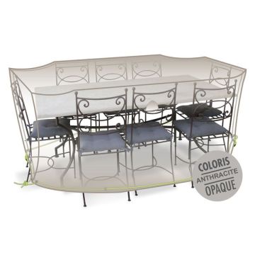Housse protection - table rectang + chaises 8-10 pers - Morel - opaque
